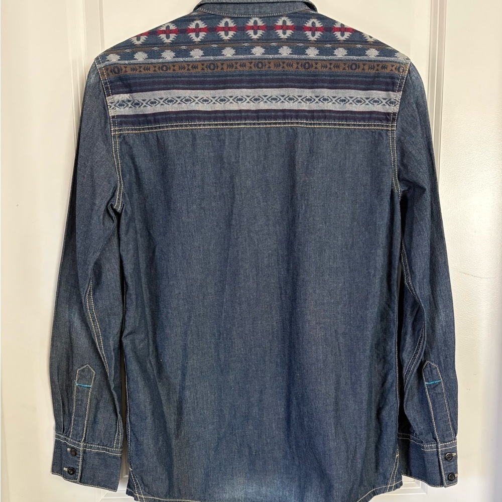 Esprit Girls Embroidered Denim Button Front Shirt | Western Boho Top | Youth Den - Picture 3 of 7